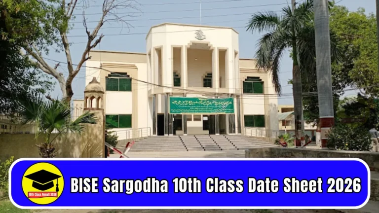 BISE Sargodha 10th Class Date Sheet 2026