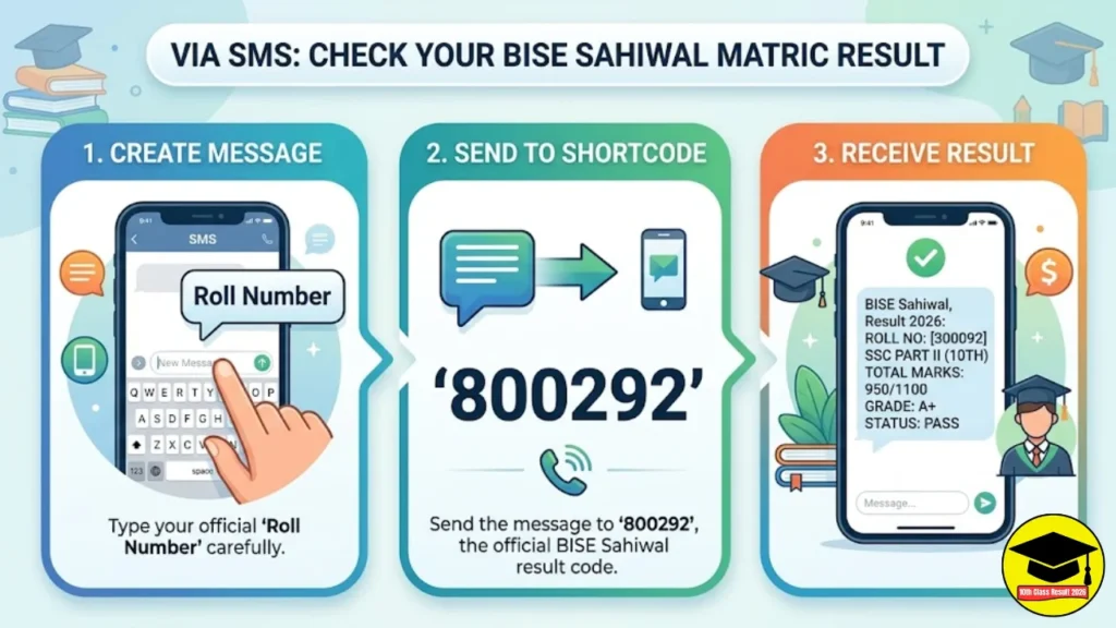 Via SMS Check Your BISE Sahiwal Matric Result
